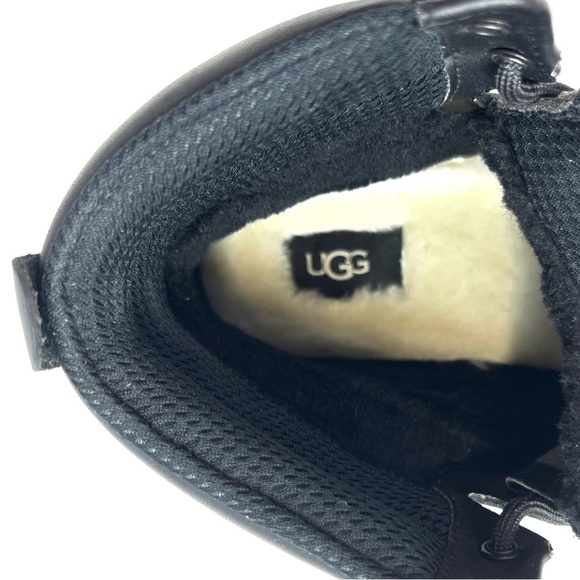 NEW Ugg  Burleigh Chukka Boots Black Leather Men’s Size 8 Combat Ankle Wool New main image 5